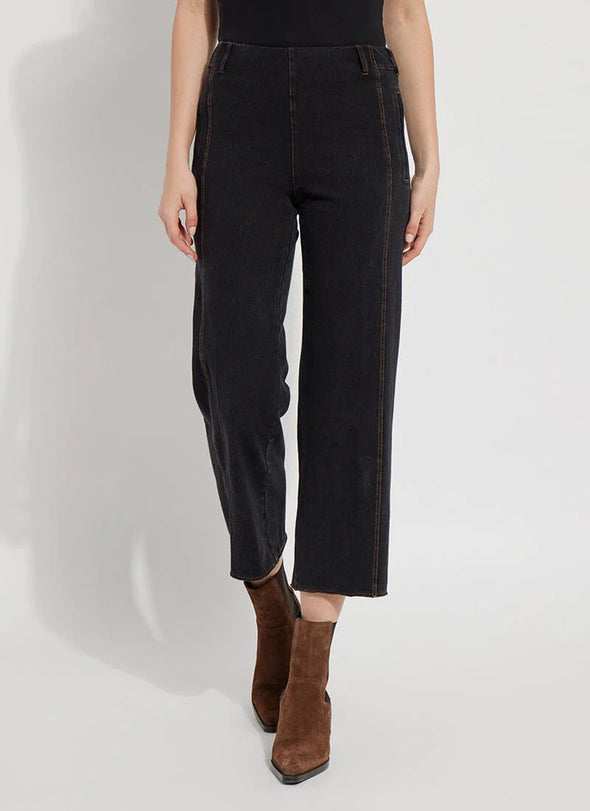 Payton Wide Leg Crop in Midtown Black