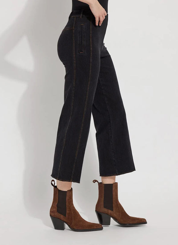 Payton Wide Leg Crop in Midtown Black