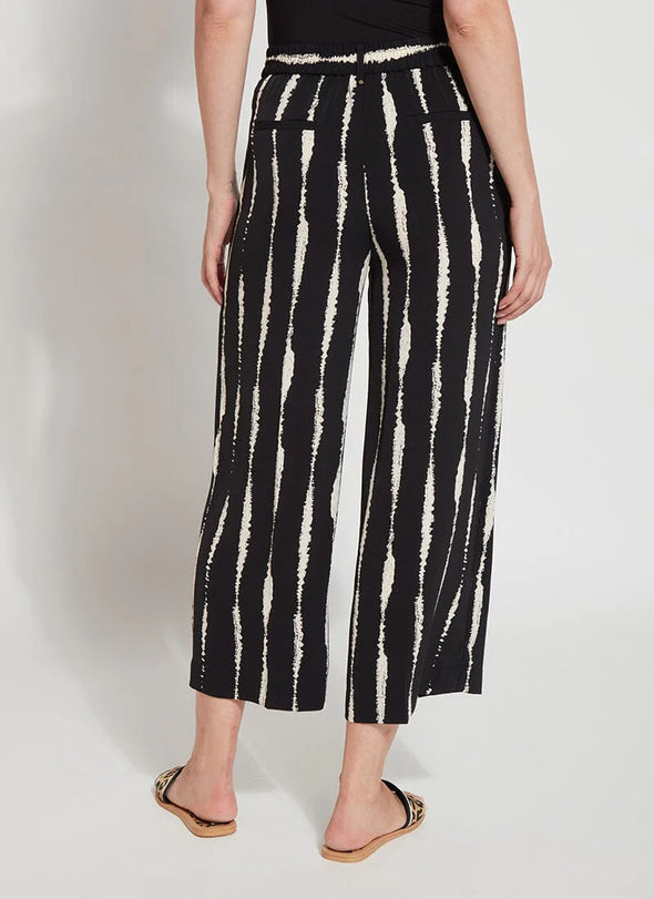 Rhea Wide Leg Crop Pants in Black Tidal Stripe