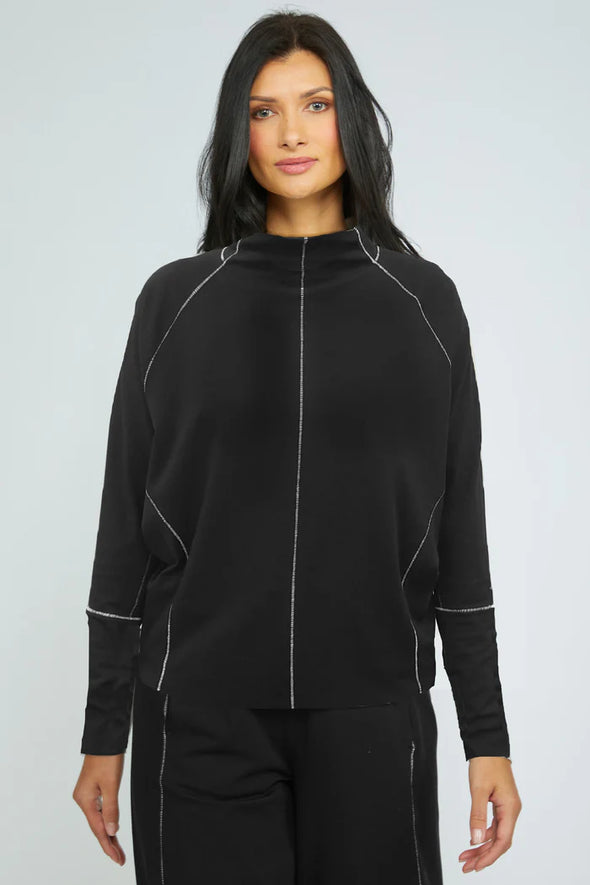 Essential Layer Riviera Raglan Top in Black