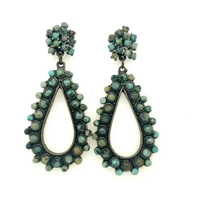 Open Teardrop Post Earrings in African Turquoise