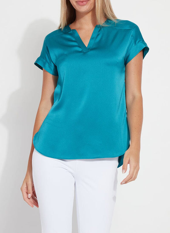 Coraline V-Neck Blouse in Turquoise