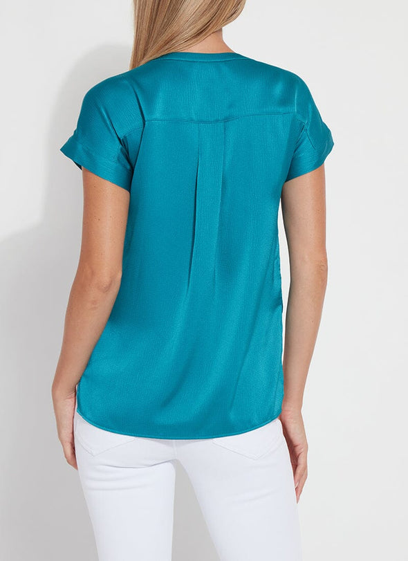 Coraline V-Neck Blouse in Turquoise