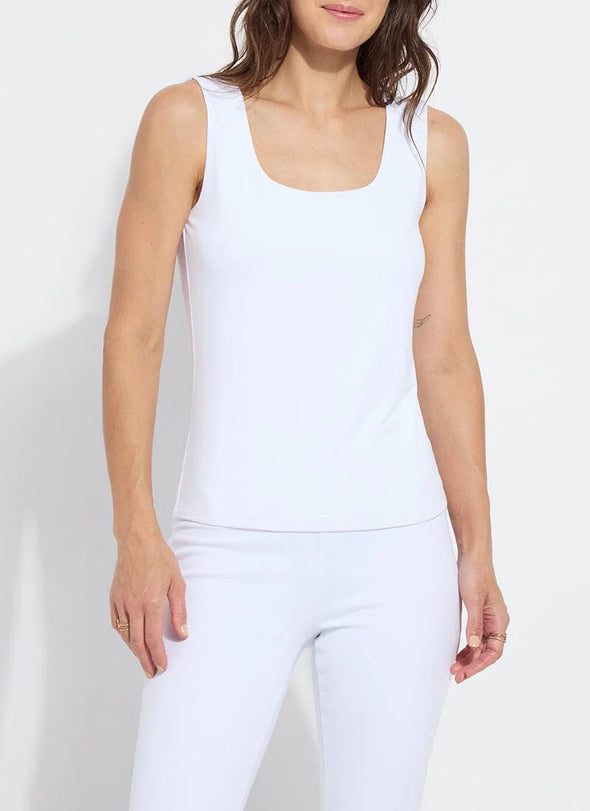 Evie Scoop Neck Tank in White