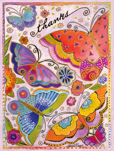 Colorful Butterflies Thanks Note Card Set of 8