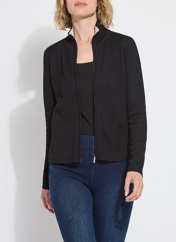 Reversible Cashmere-Blend Zip Cardigan in Black/Pearl Grey