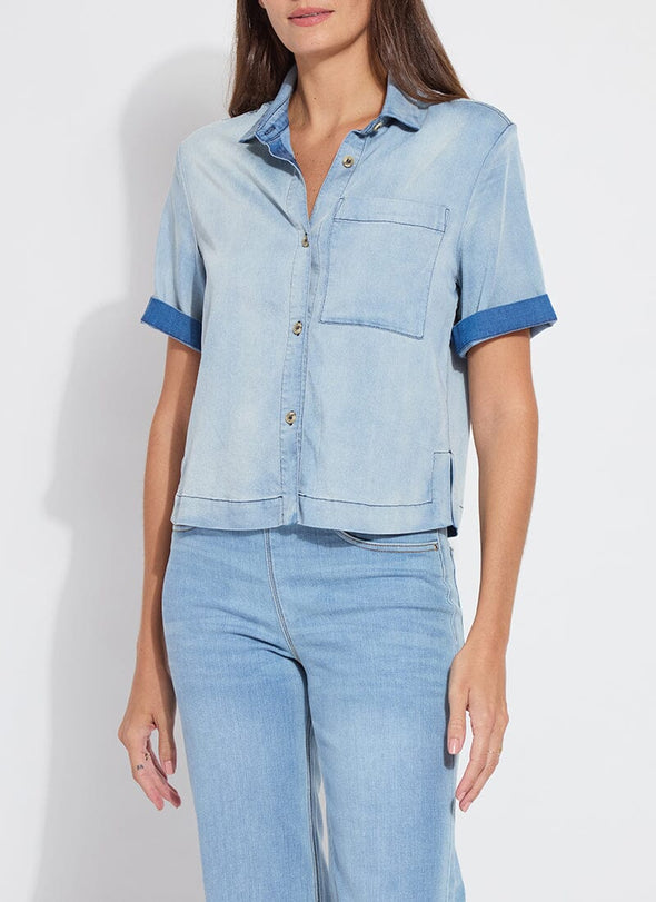 Bianca Chambray Short Sleeve in Bleached Blue