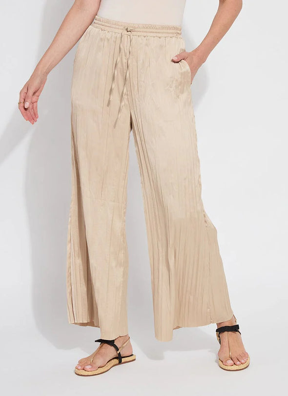 Packable Pleated Palazzo in Chablis