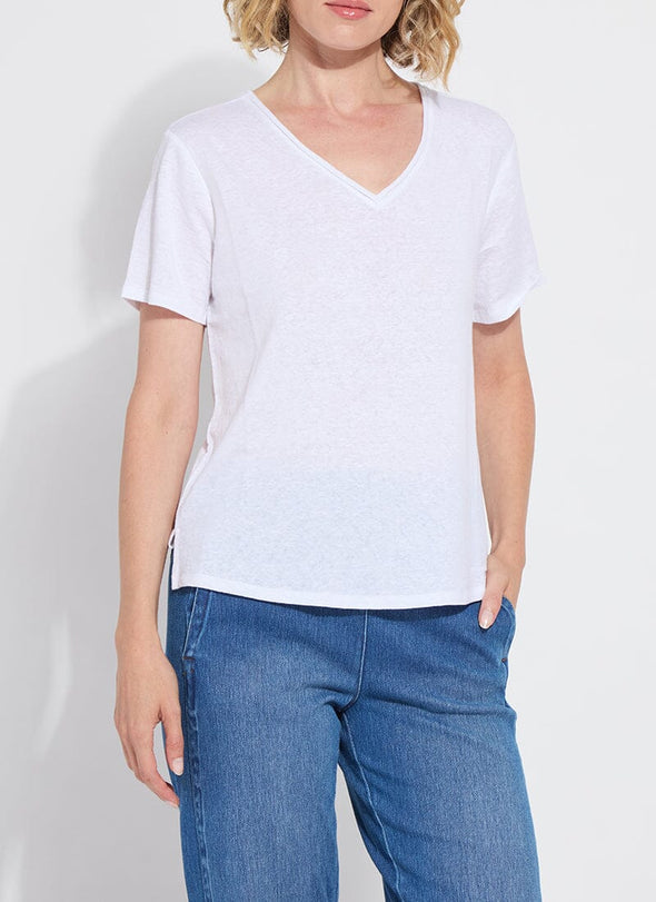 Cyrus Box Cut V Tee in White