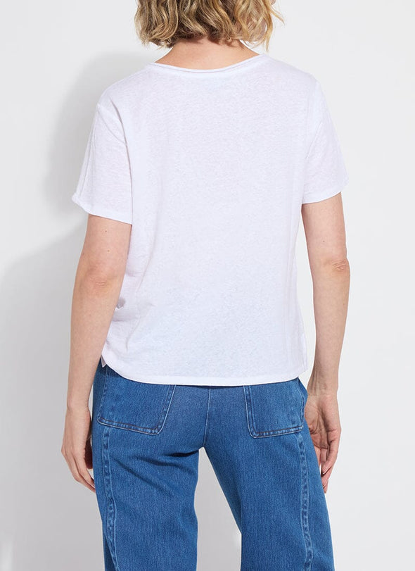 Cyrus Box Cut V Tee in White