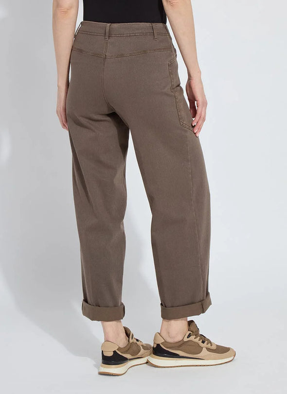 Penelope Curve Cuffed Denim in Antique Wash Subtle Green
