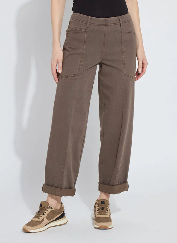 Penelope Curve Cuffed Denim in Antique Wash Subtle Green