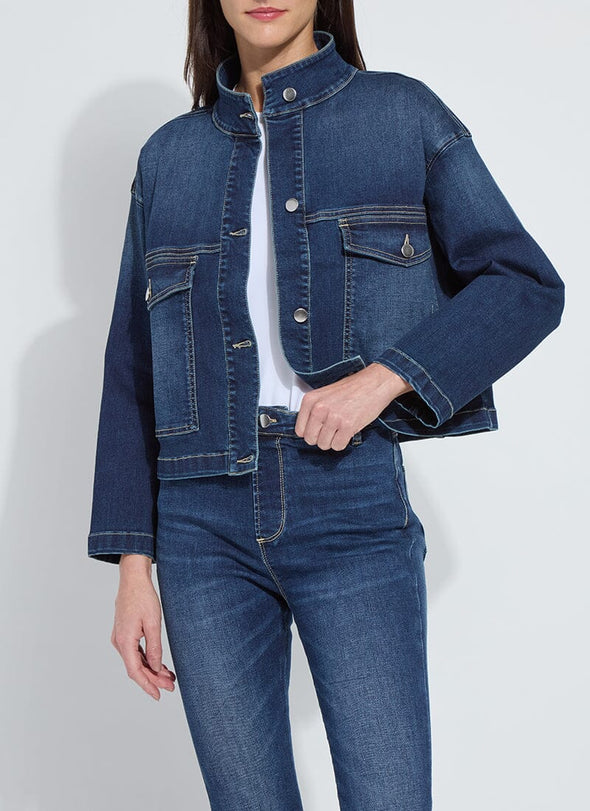 Solene Everyday Denim Jacket in Dark Midwash