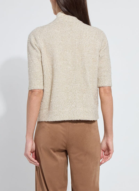 Kennedy Short Sleeve Lurex Cardigan in Silky Cream