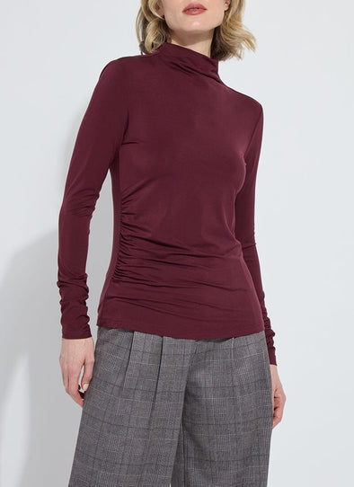 Jovita Funnel Neck Top in Dark Plum