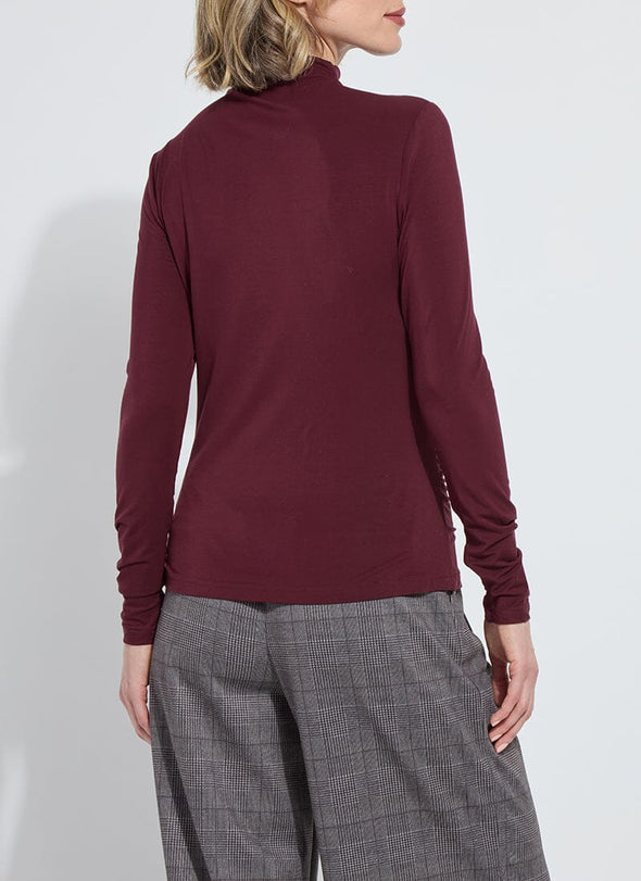 Jovita Funnel Neck Top in Dark Plum