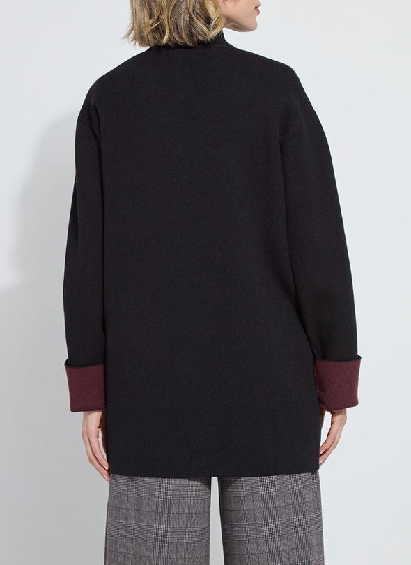 Nicolette Double Faced Cardigan in Black/Dark Plum