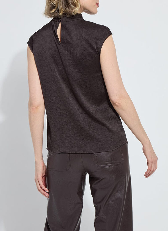 Aisha High Neck Draped Blouse in Double Espresso