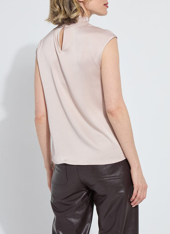 Aisha High Neck Draped Blouse in Rose Petal