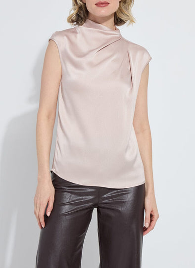 Aisha High Neck Draped Blouse in Rose Petal