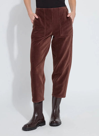 Tatum St Baby Cord Crop Barrel Trouser in Polished Wood