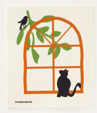 Cat in the Window Swedish Dishcloth