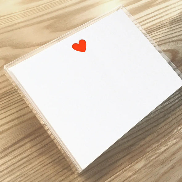 Neon Red Heart Notes Boxed Set of 12