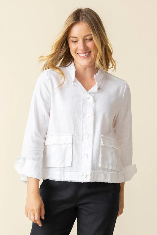 Summer Breeze Fringe Jacket in Papaya