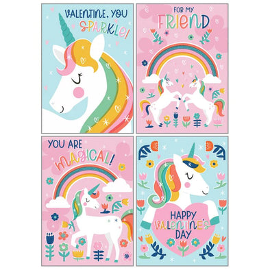 Kids Valentine Pack Magical Unicorns - Set of 16