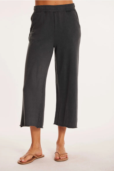 Flared Crop Pants in Washed Ebony