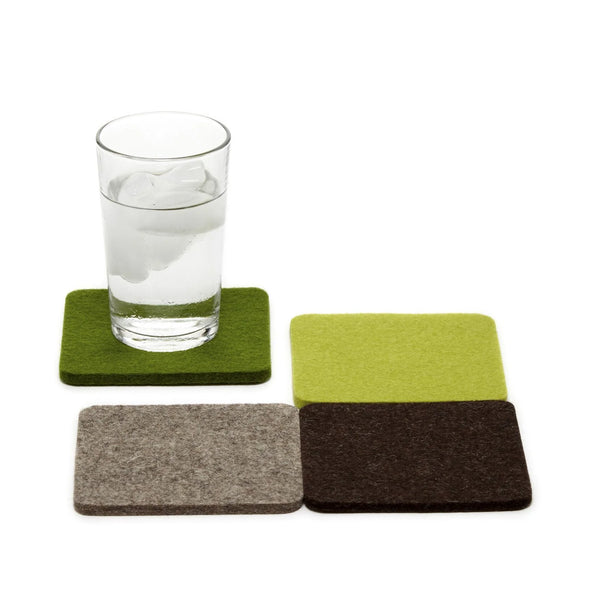 Bierfilzl Merino Wool Felt Square Coaster Multi 4 Pack in Forest