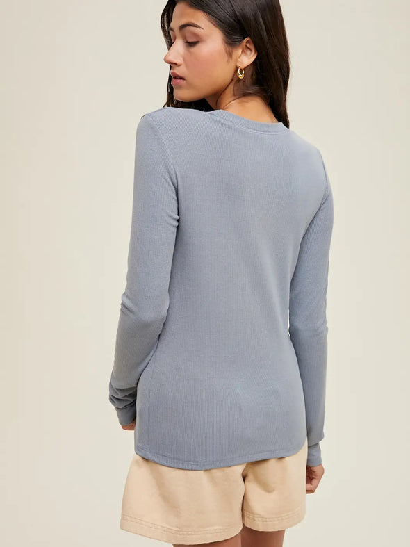 Long Sleeve Top in Pebble