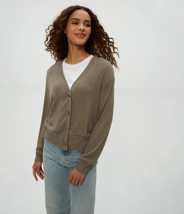 Isla V-Neck Cardigan in Cobblestone