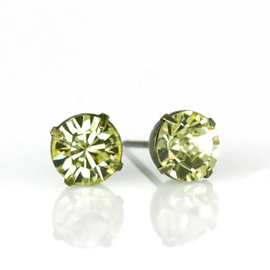 Simple Crystal Stud Earring - Brass - 6mm (JON)