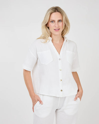 Deionna Short Sleeve Shirt in White