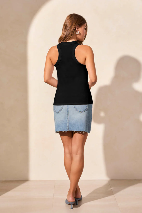 Racer Back Tank Top in Black
