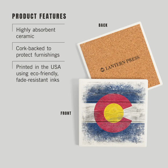 Ceramic Coaster Colorado State Flag