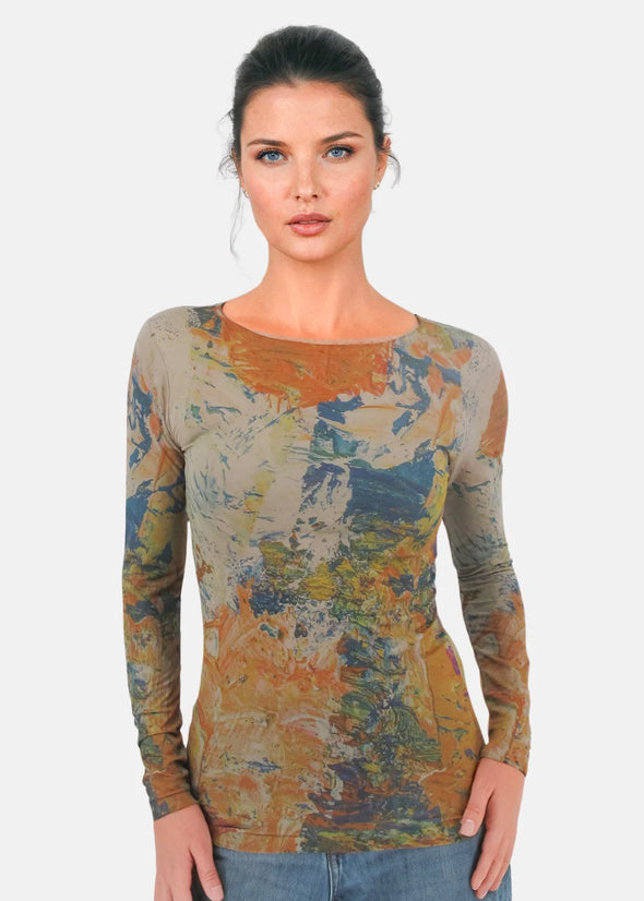 Ethereal Second Skin Raw Edge Top in Mink