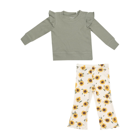Waffle Shirt & Pant Set in Sunflowers