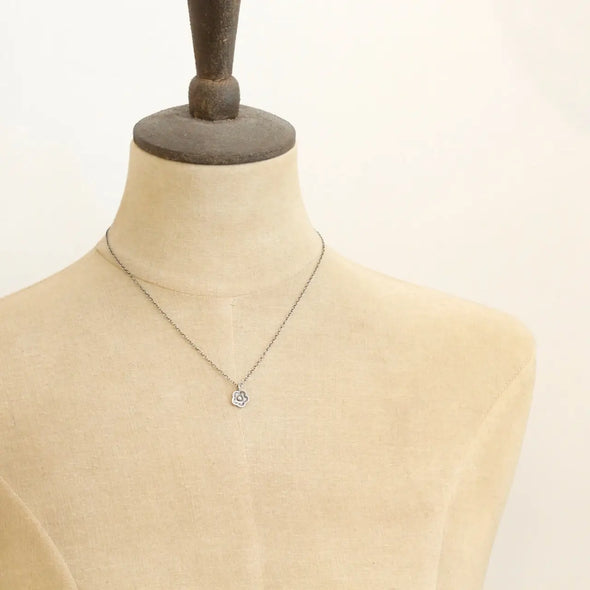 Mini Cactus Flower Necklace Silver
