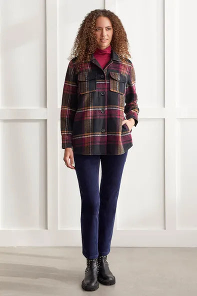 Plaid Shacket in Dahlia