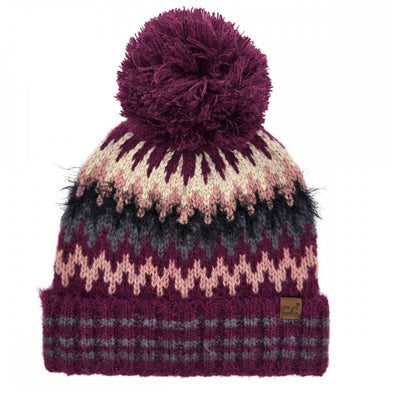 Chevron Pom Beanie in Magenta