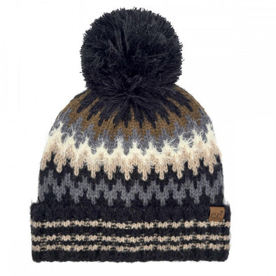 Chevron Pom Beanie in Black