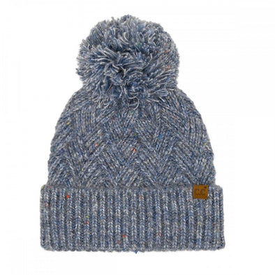 Criss Cross Pom Hat in Denim