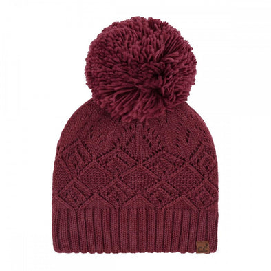 Diamond Pom Beanie in Burgundy