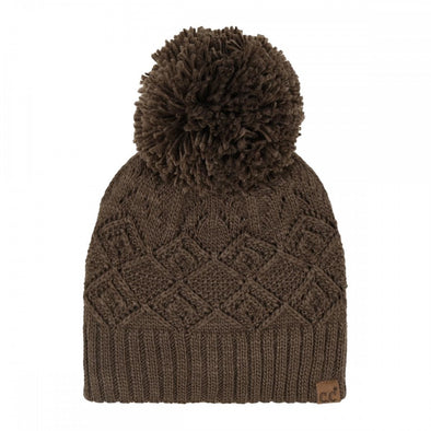 Diamond Pom Beanie in Brown