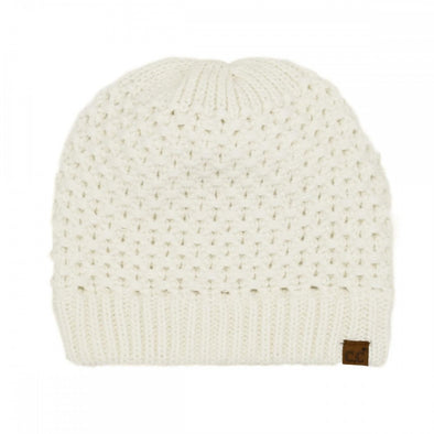 Stitch Knit Beanie in Ivory
