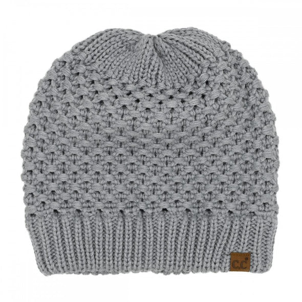 Stitch Knit Beanie in Grey