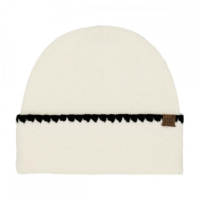 Stitch Cuff Beanie in Ivory
