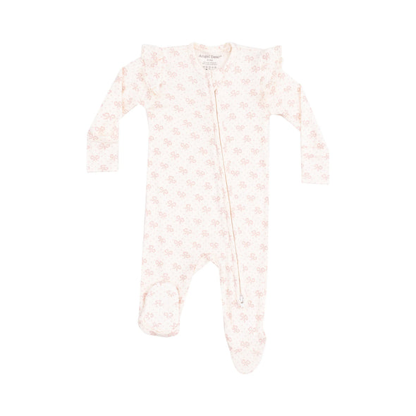 Pink Mini Bow Ruffle Footie